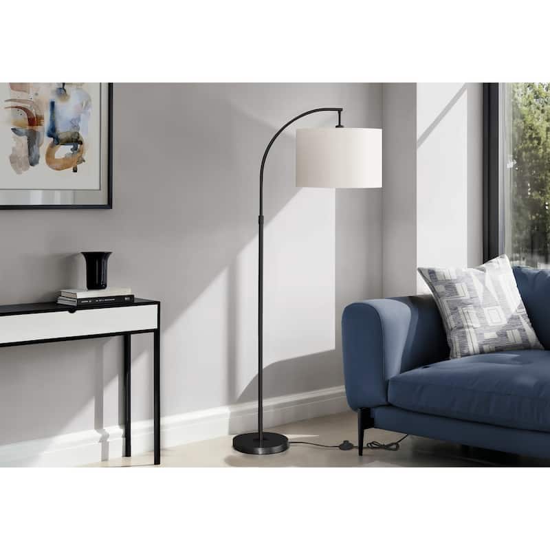 Lighting, 65"h, Floor Lamp, Black Metal, Ivory / Cream Shade, Contemporary - Black