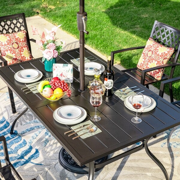 MAISON ARTS 8-Piece Outdoor Dining Set with 13ft Umbrella Steel