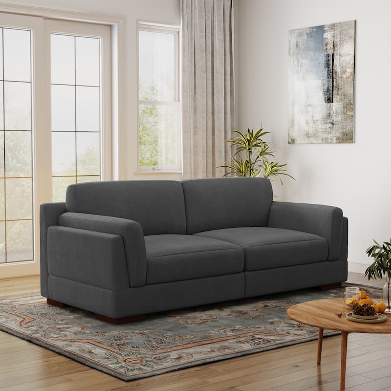 90.2"W Corduroy Upholstered Living Room Sofa