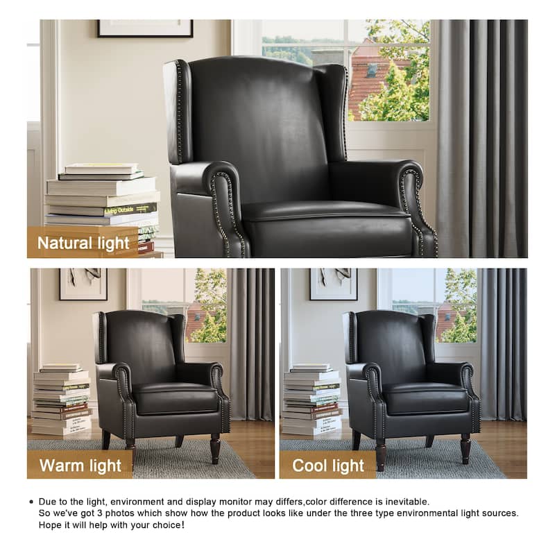 Wingback Accent Chair Nailhead Trim Living Room Reading Chair