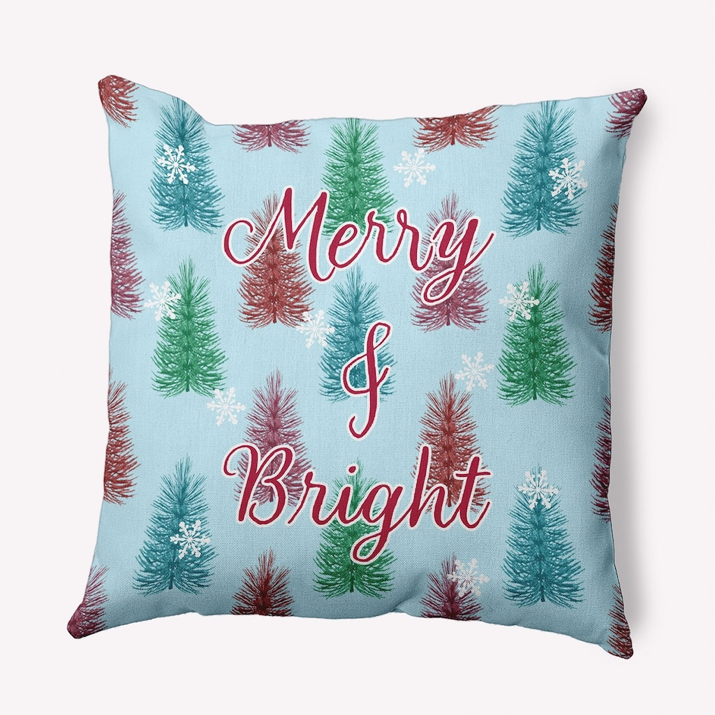 Merry and Bright Christmas Indoor/Outdoor Throw Pillow
