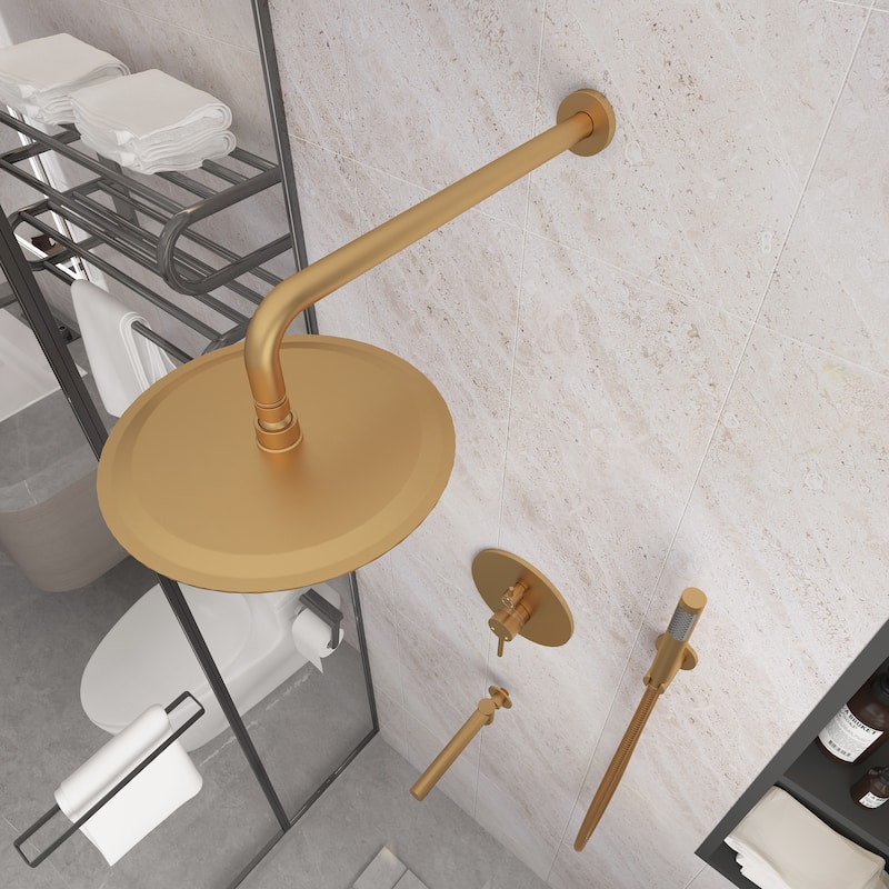Clihome 10" Wall Rainfall 3 Way Round Shower System With Swivel Bathtub Spout