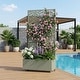 preview thumbnail 64 of 103, 72 in Metal Movable Planter Box with Trellis Privacy Screen Lockable Wheels Olive Green-Rectangle - 72"x35"