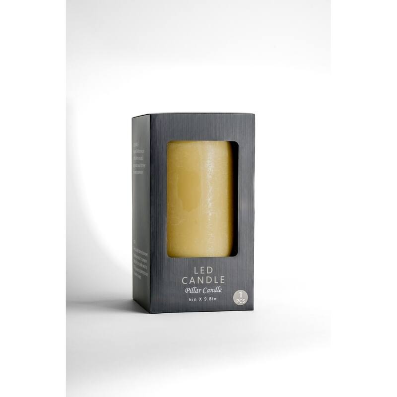 Large 3 Wicked LED Lighted Flameless Pillar Candle - 9.75" - Champagne Beige