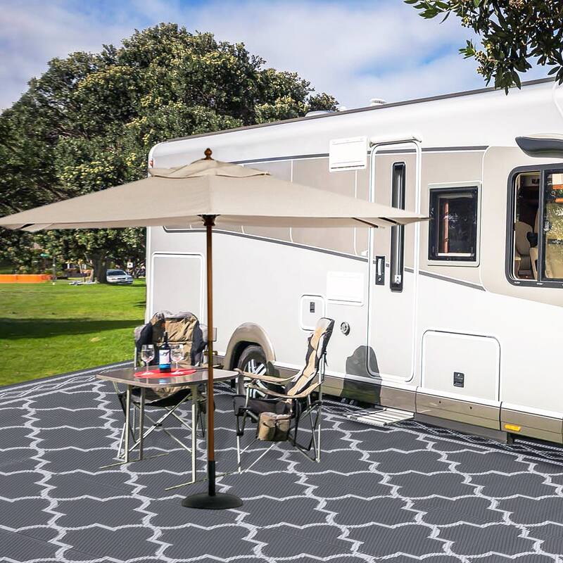 Outdoor Rug Waterproof Reversible Rug Outside Plastic Carpet, Stain & UV Resistant Portable RV Rug