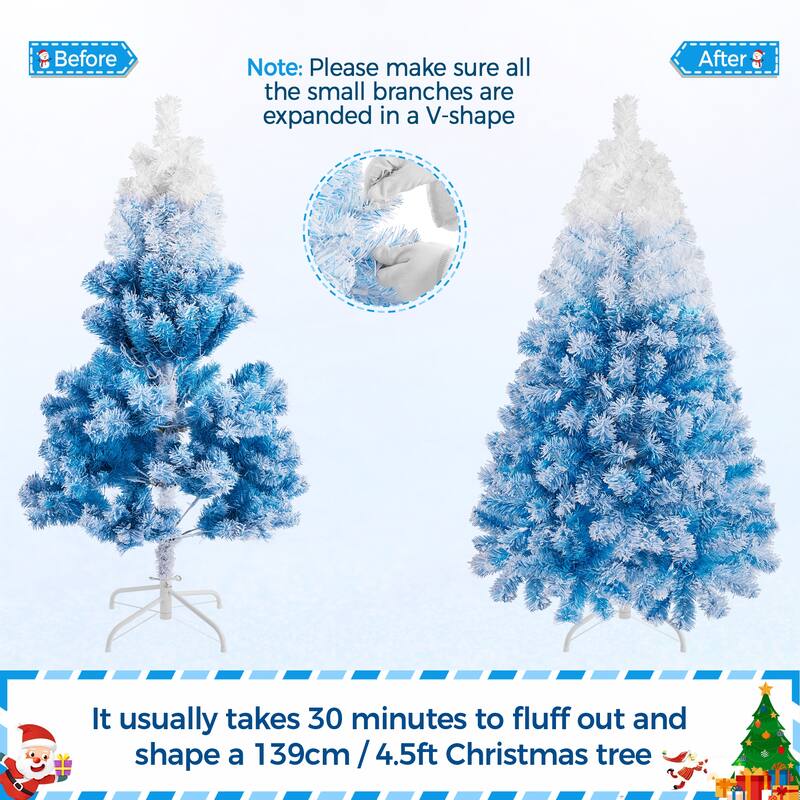 Yaheetech 4.5ft/6ft/7.5ft Pre-lit Flocked Artificial Christmas Tree with Incandescent Warm White Lights