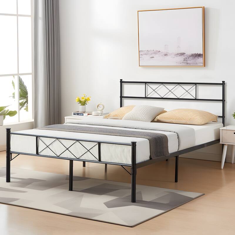 Javlergo Metal Platform Bed Frame with Headboard Twin/Full/Queen Size Platform Bed