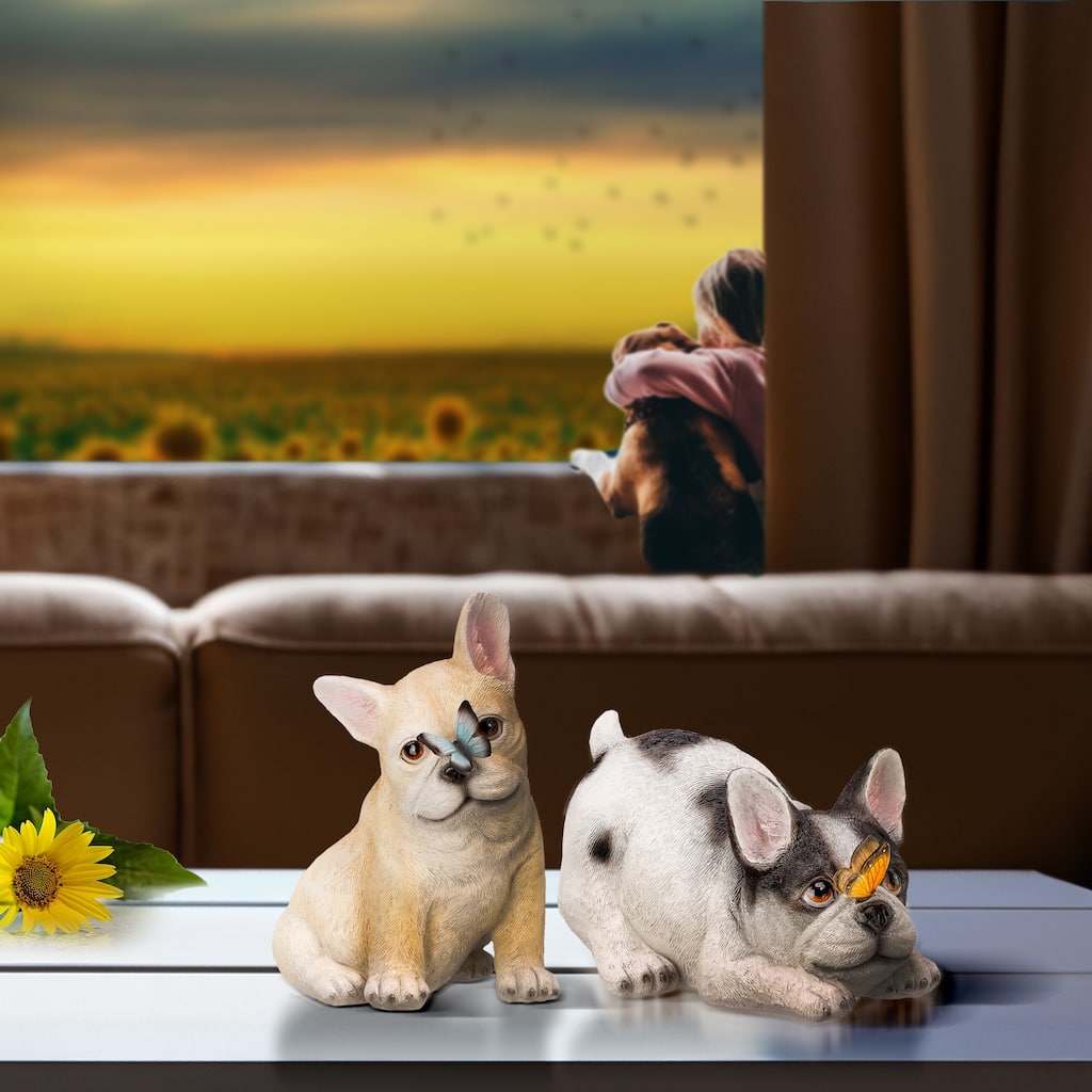 Dog With Butterfly 7.5-8.25" Set of 2 - 8.25