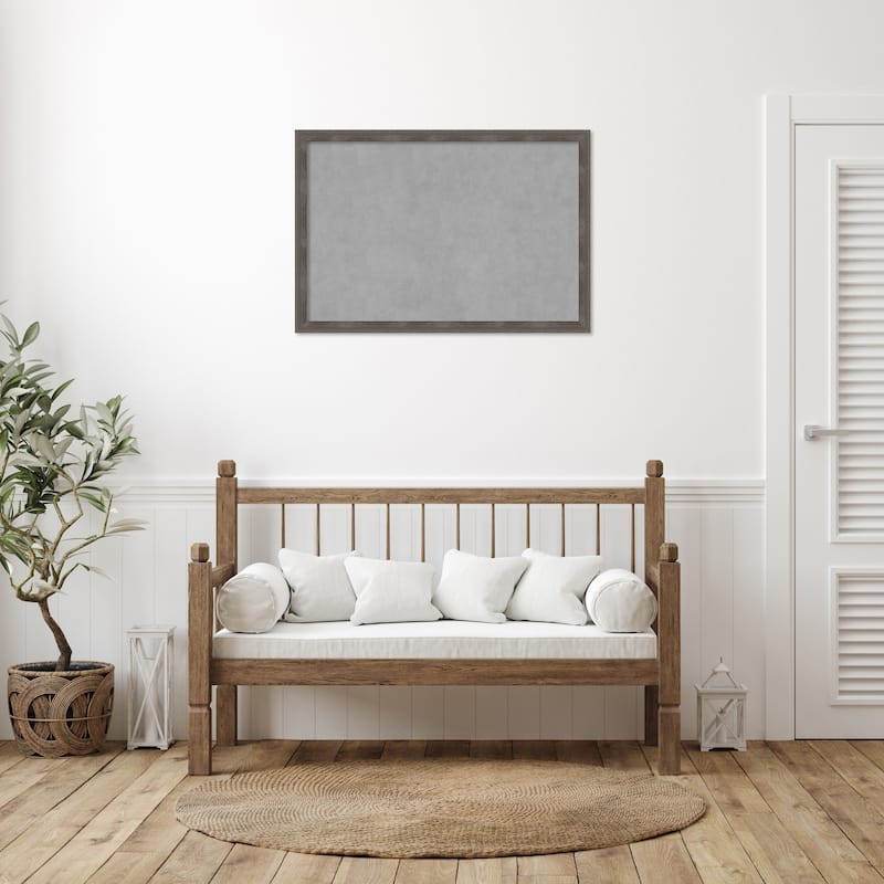Amanti Art Pinstripe Lead Grey Framed Magnetic Board