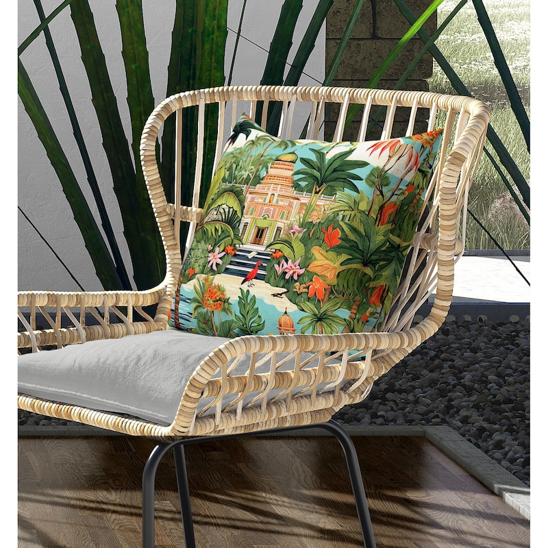 Divine Foliage Indoor/Outdoor Reversible Throw Pillow Green and Orange