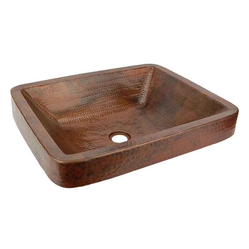 19-in Rectangle Skirted Vessel Hammered Copper Sink (VREC19SKDB)
