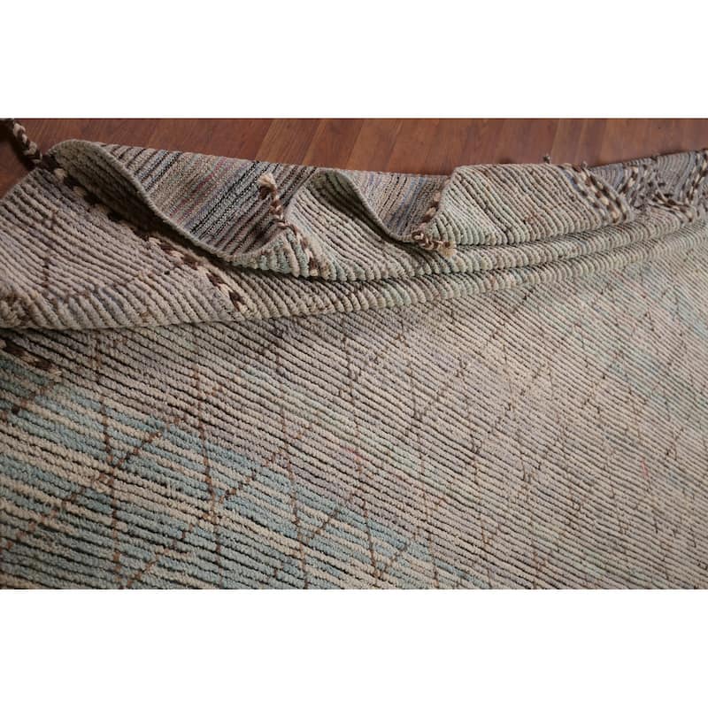 Trellis Moroccan Large Area Rug Handmade Oriental Wool Carpet - 10'0"x 15'4"