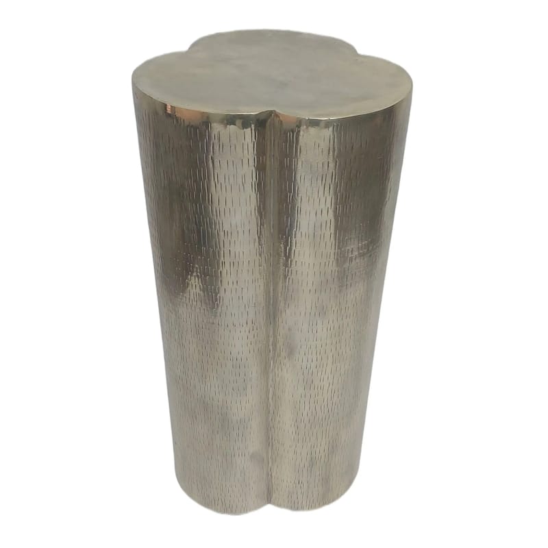 Metal Side Table with Modern Textured Base Elegant Narrow Home Decor