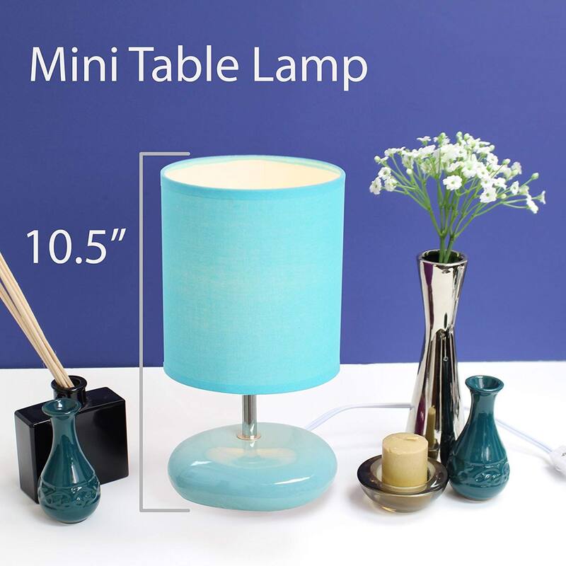 10.24 in. Blue Turquoise Finish Table Lamp with Blue Shade, Sturdy Table Lamp for Living Rooms and Bedrooms