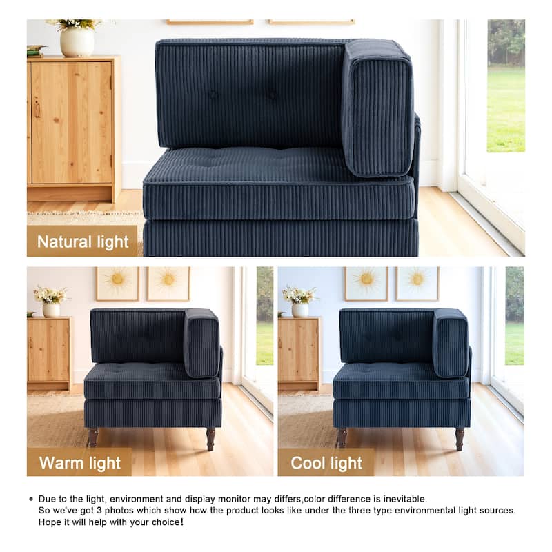 32.57" W Upholstered Corduroy Corner Accent Chair