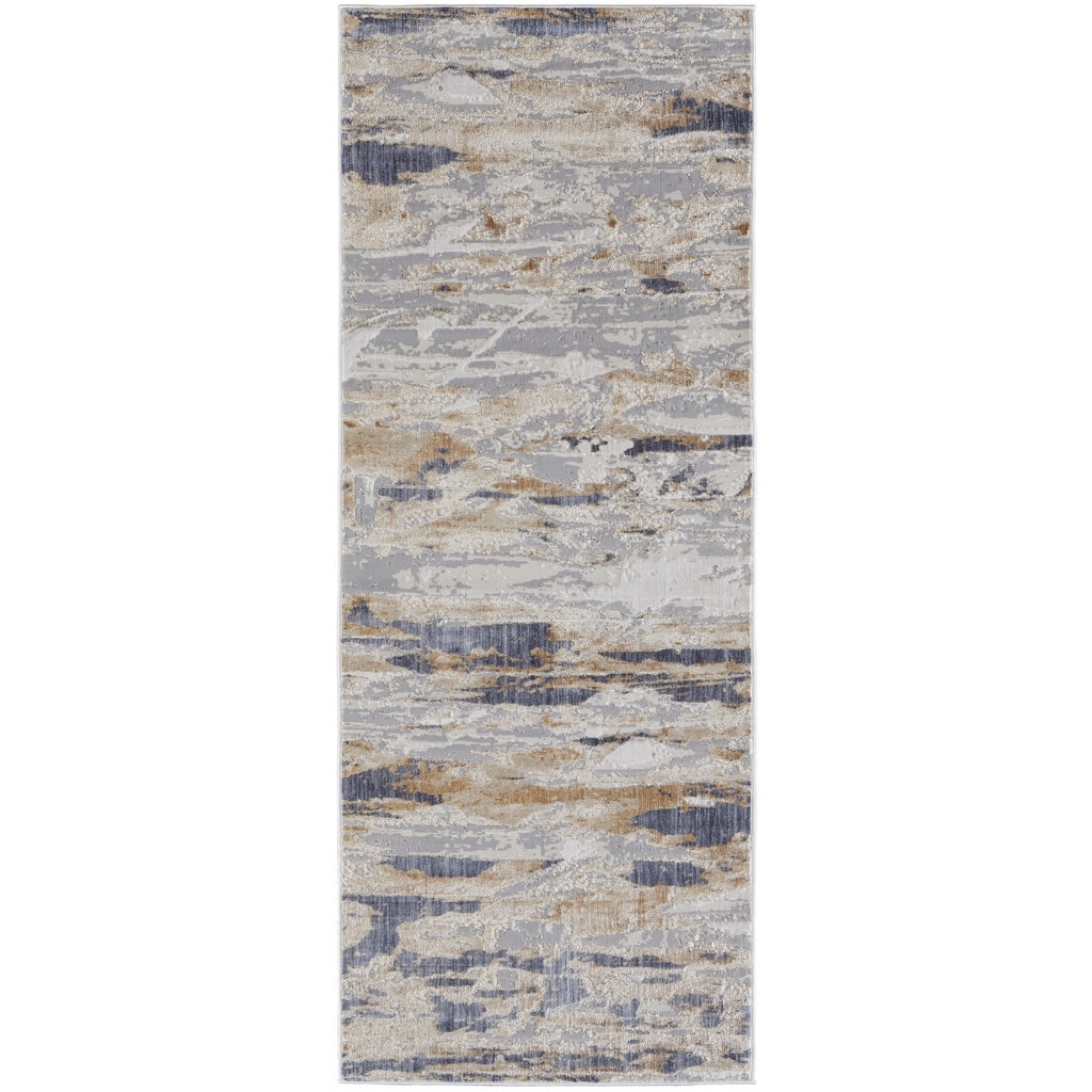 Xafah Power Loomed Distressed Abstract Area Rug By HomeRoots - 12' Runner