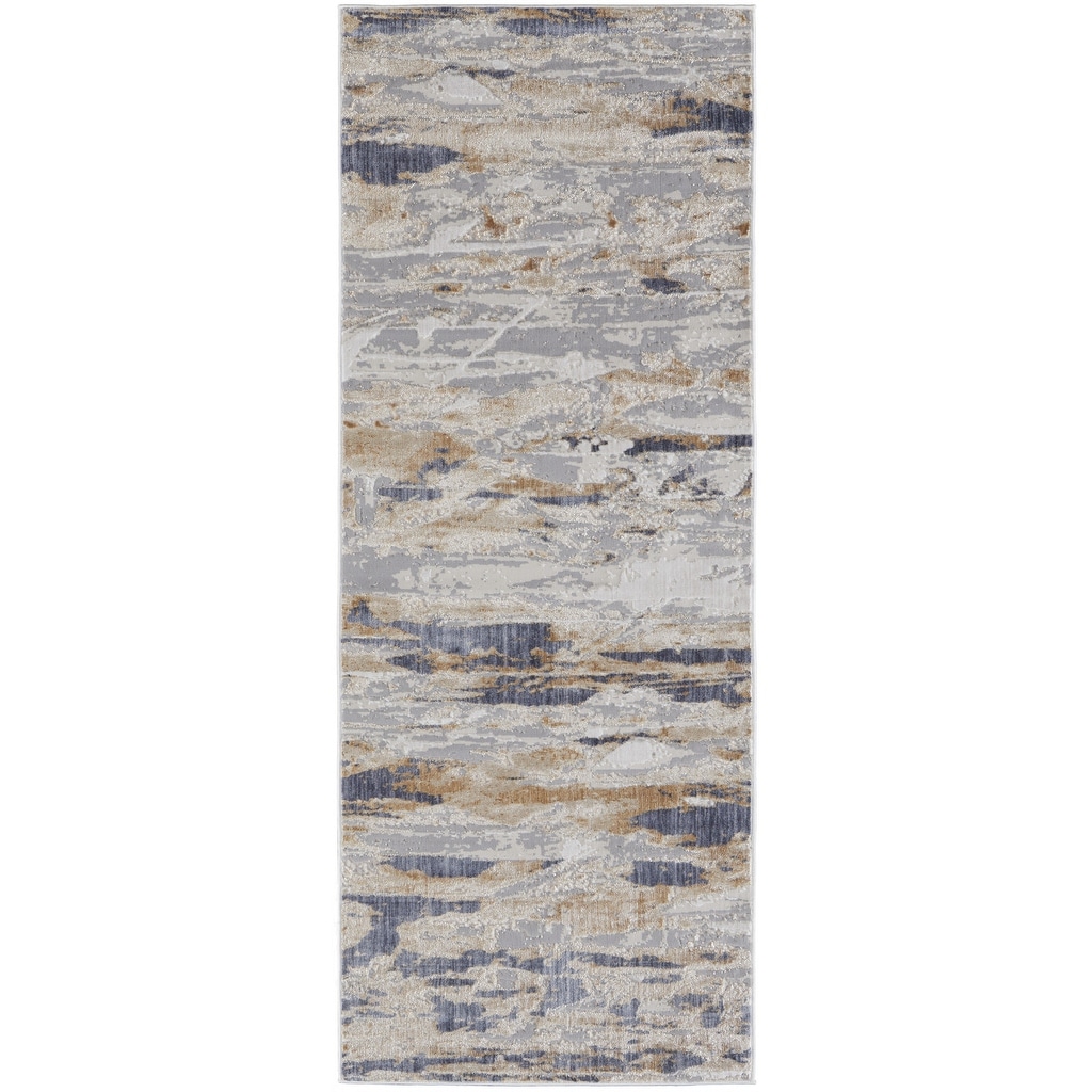 Xafah Power Loomed Distressed Abstract Area Rug By HomeRoots - 12' Runner