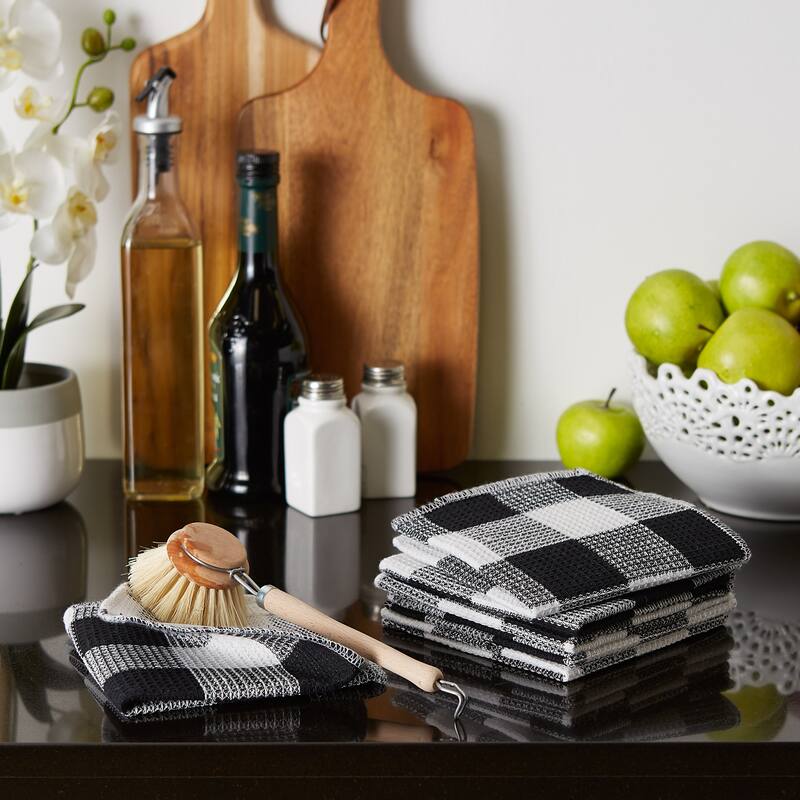 DII Black Buffalo Check Scrubber Dishcloth Set of 6