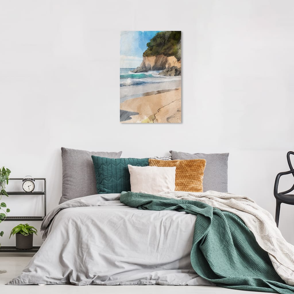 Wynwood Studio Canvas Nature and Landscape Coastal Tide Brown and Tan Nautical & Coastal Wall Art Canvas Print