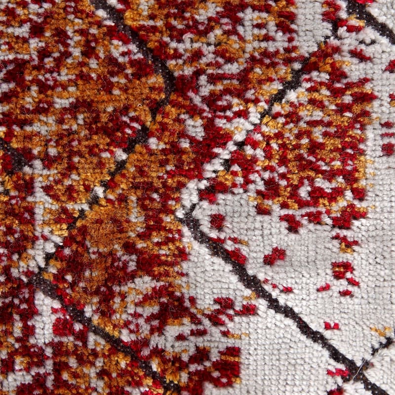 Sevita Red and Silver Traditional Textured Embers Throw Pillow