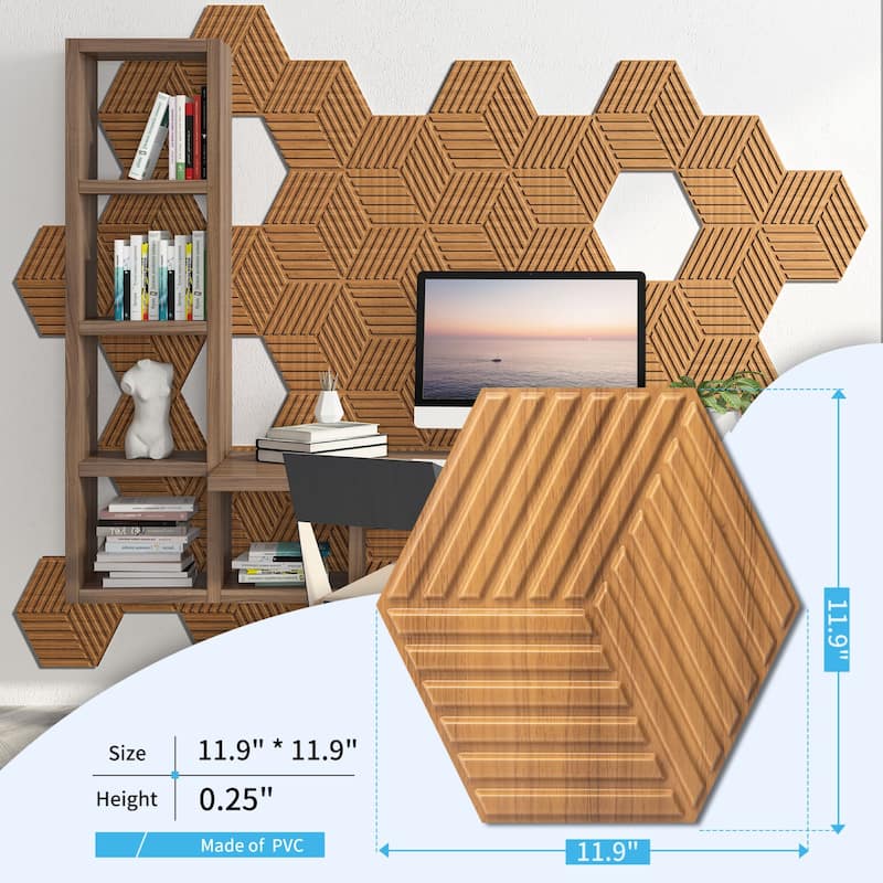 Art3d 11.9''X11.9'' PVC 3D Wall Panels for Interior Wall Decor, Textured Accent Wall Panrling,33-Pack,32 sqft