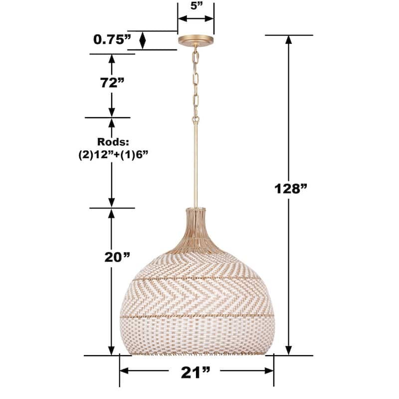 Zanzibar 5 Light Soft Gold Chandelier - 21"W x 20.25"H x 21"D