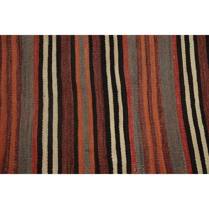 Hand Woven Oriental 100% Wool Carpet Southwestern Geometric Multi-Colored Kilim Area Rug - 8' 11'' X 4' 8''