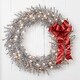 preview thumbnail 1 of 5, 36" Pre-Lit Silver Tinsel Artificial Christmas Wreath, Clear Lights