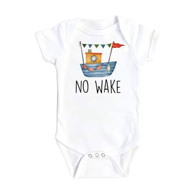 No Wake Boat - Baby Boy Girl Clothes Infant Bodysuit Funny Cute Newborn