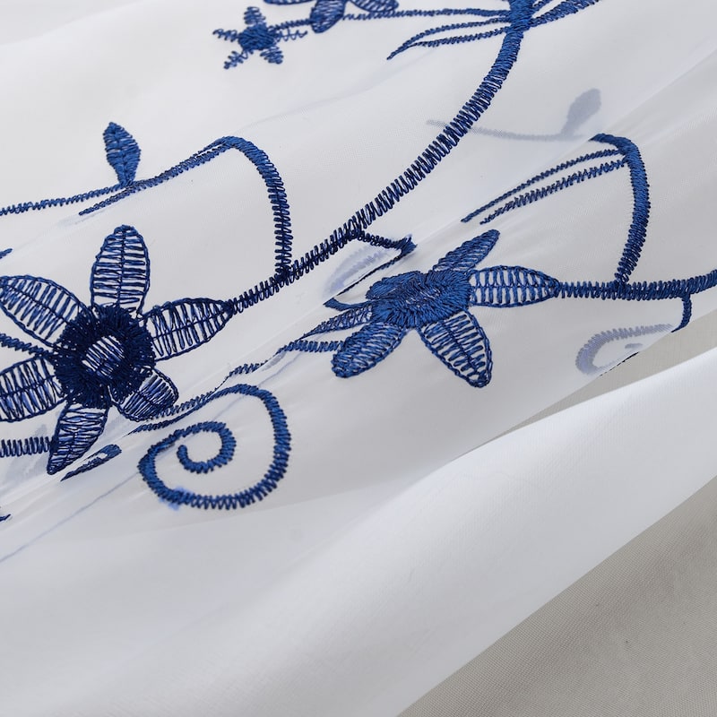 Priscilla Embroidered Window Curtain with Double Valance 90"