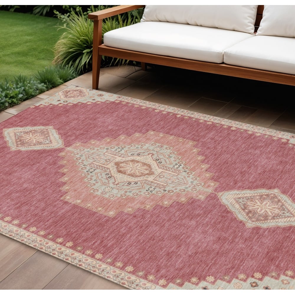 HomeRoots Oriental Traditional Rectangle Outdoor Rug