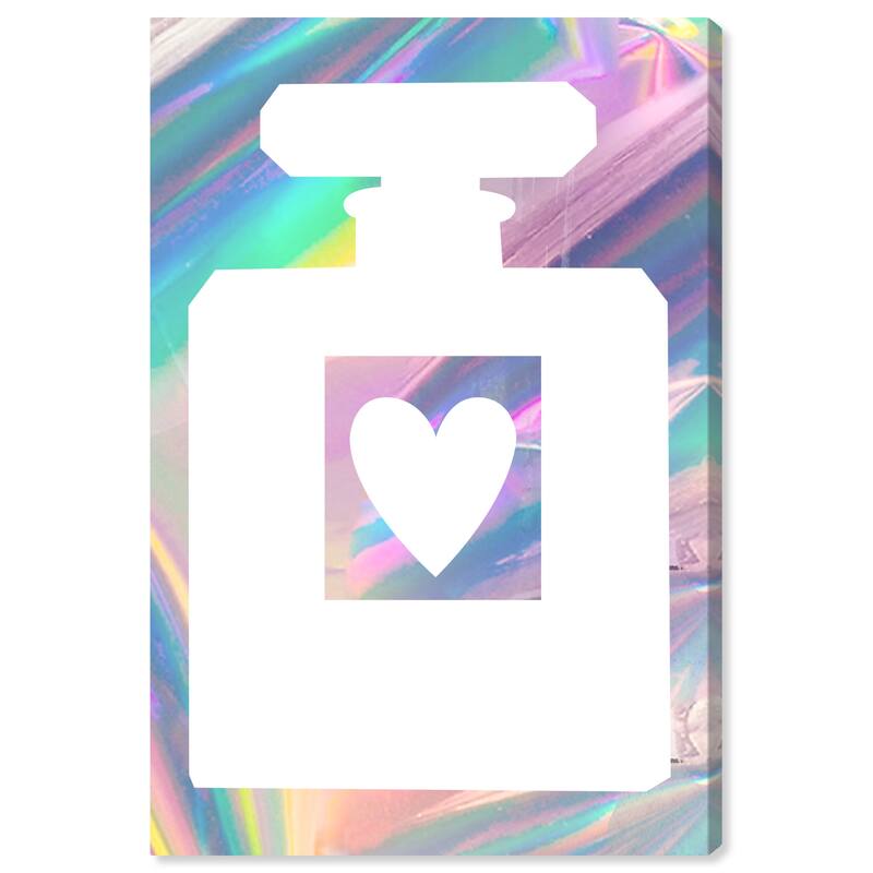 Wynwood Studio Canvas Fashion and Glam Holo Eau de Parfum Inverted White and Metallic Pink Glam Wall Art Canvas Print