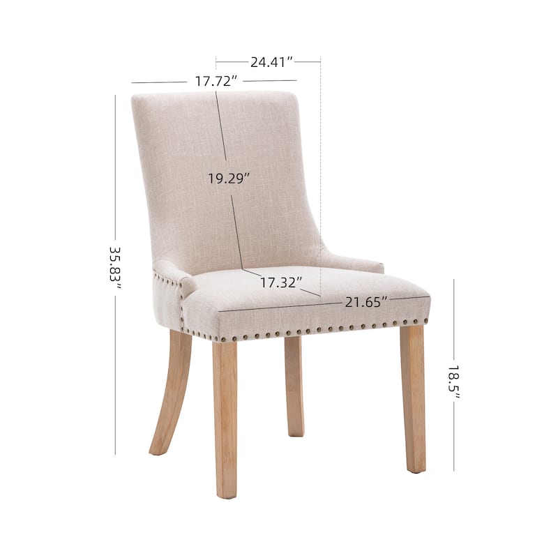 Set of 2 Fabric Dining Chairs Padded Chairs, Beige - Bed Bath & Beyond ...