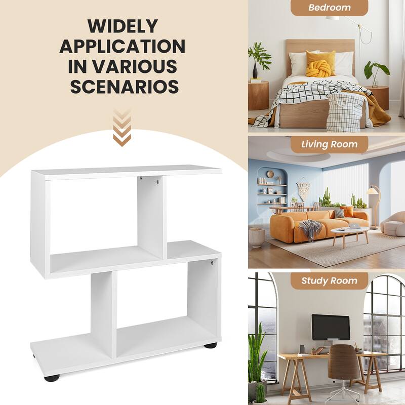 Costway 2-Tier Bookshelf S Shaped Bookcase Storage Rack Display Shelf - See Details