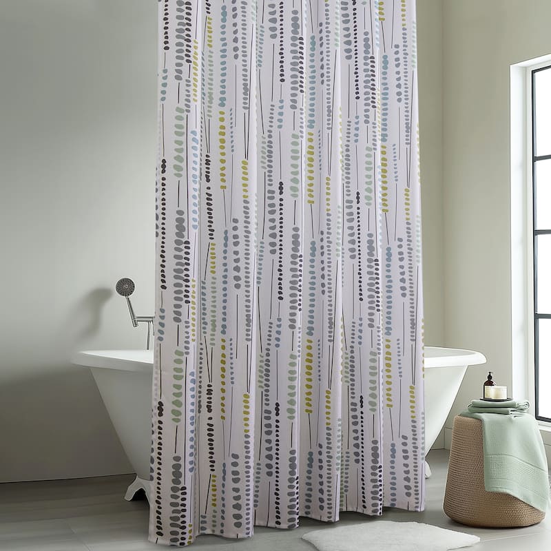 Exclusive Fabrics Blossom Printed Shower Curtains with Hooks Included, 71 Inches Long (1 Panel)
