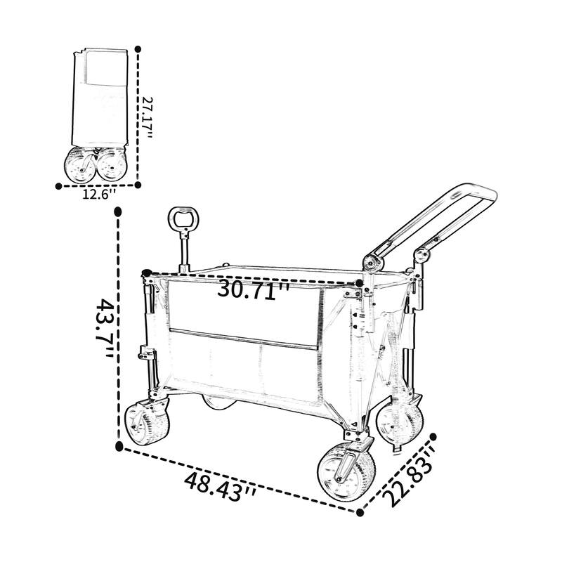 Push-Pull Folding Wagon with 360 Degree Wheels, Heavy-Duty, Adjustable