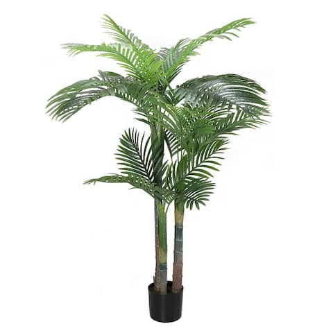 60" Artificial Areca Palm Tree with 18 Leaves with Black Plastic Pot