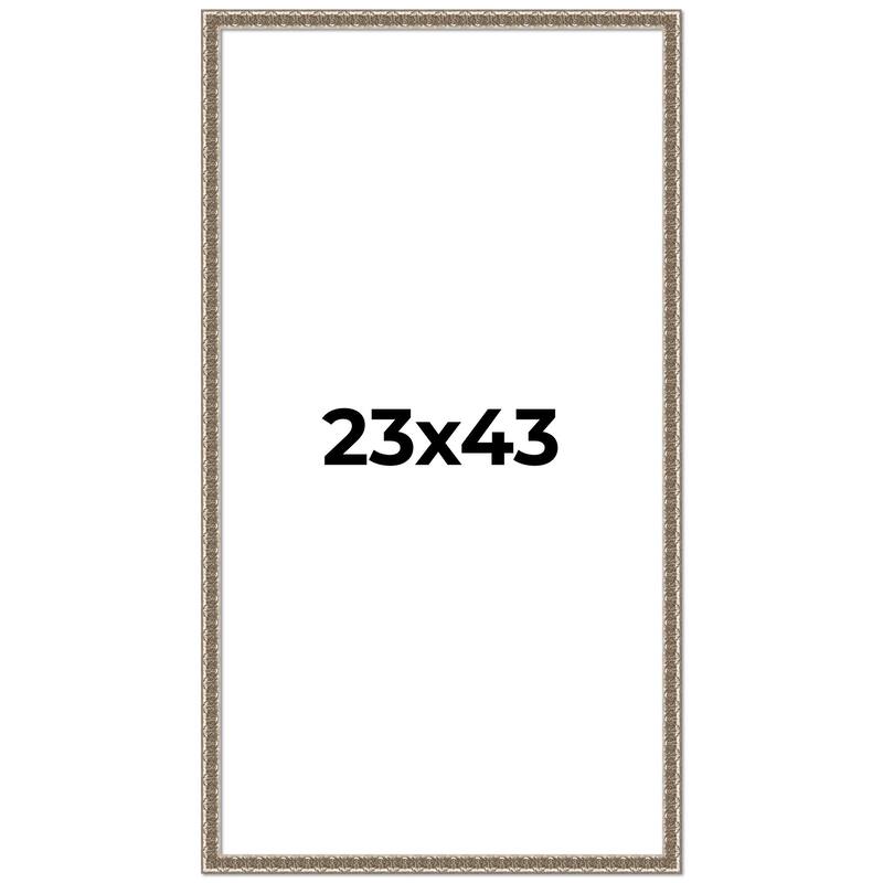23x43 Frame Silver Versailles Ornate Solid Wood Picture Frame | 1 Inch