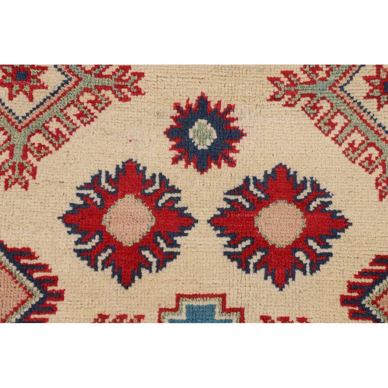 Kazak Area Rug Handmade Traditional Beige Wool Carpet - 5'0" x 7'11"