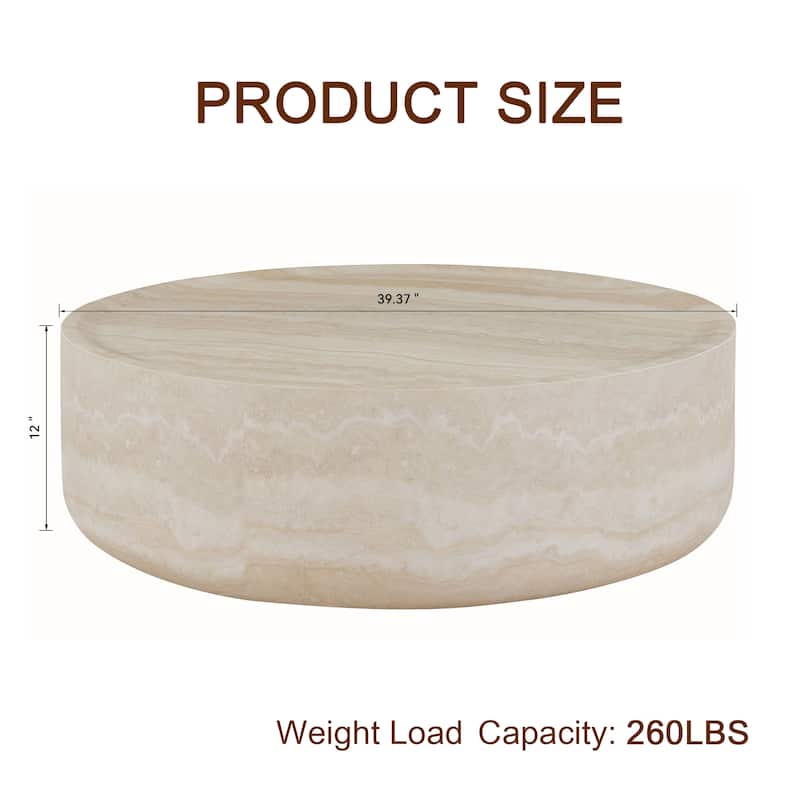 Round Coffee Table - Mars Pattern Design, No Assembly Required