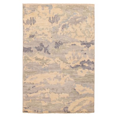 ECARPETGALLERY Hand-knotted Mystique Light Grey Wool Rug - 6' 1" x 9' 1"
