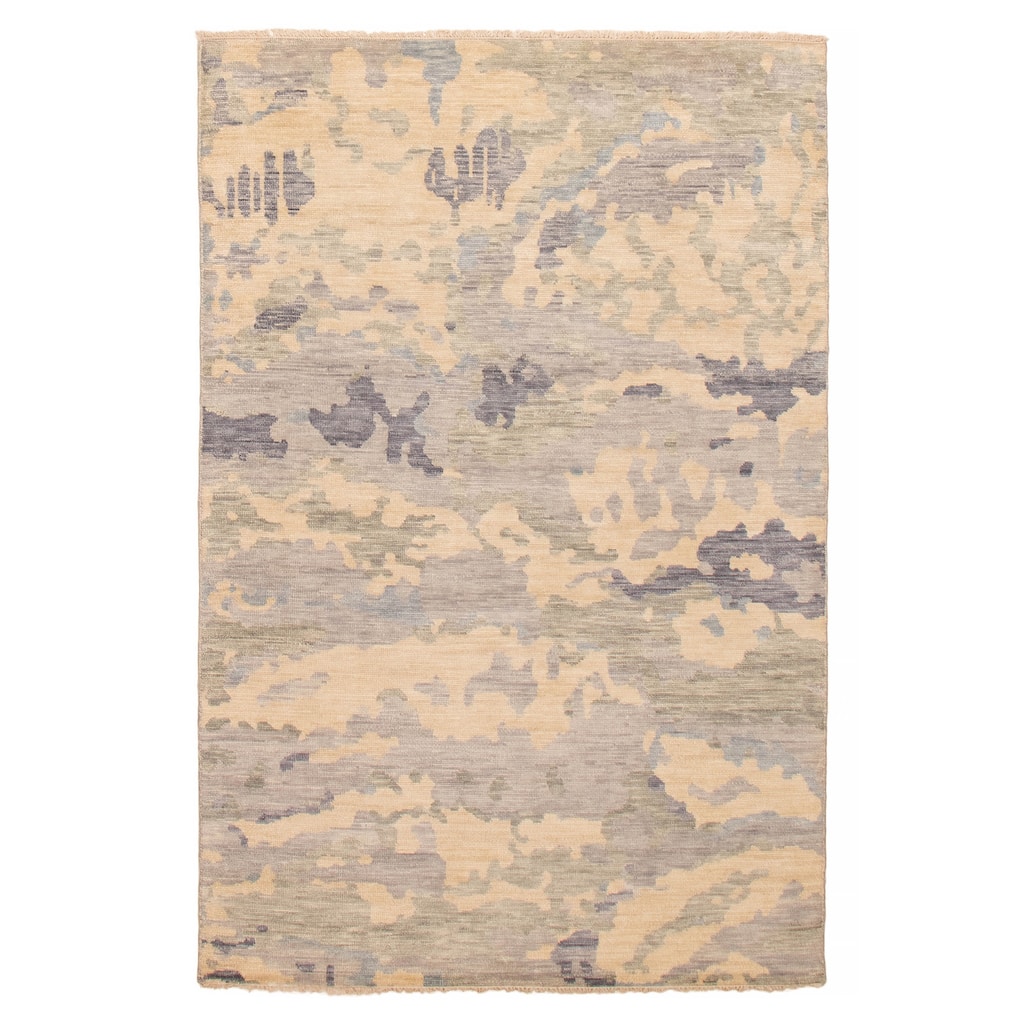 ECARPETGALLERY Hand-knotted Mystique Light Grey Wool Rug - 6' 1" x 9' 1"