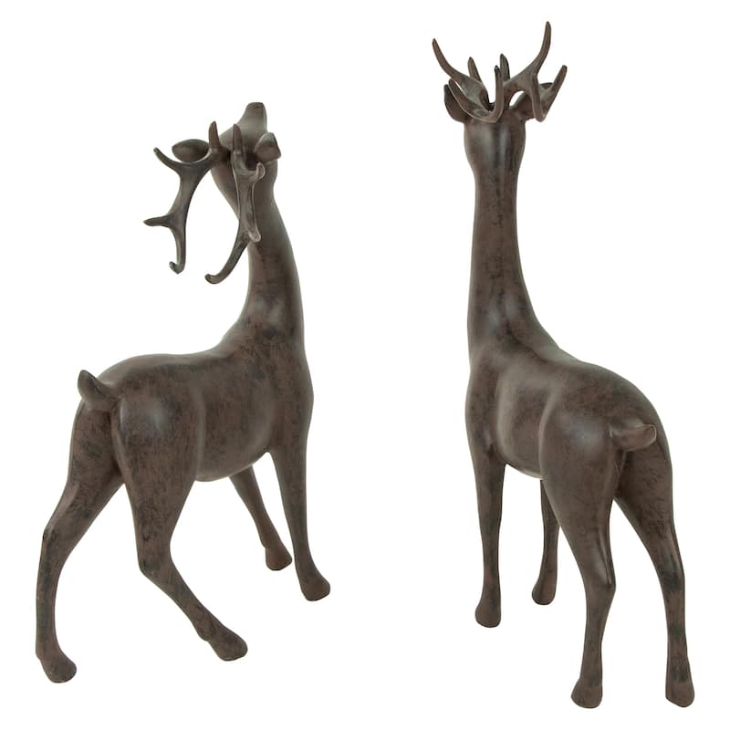 Standing Deer Christmas Decorations - 14" - Brown - Set of 2