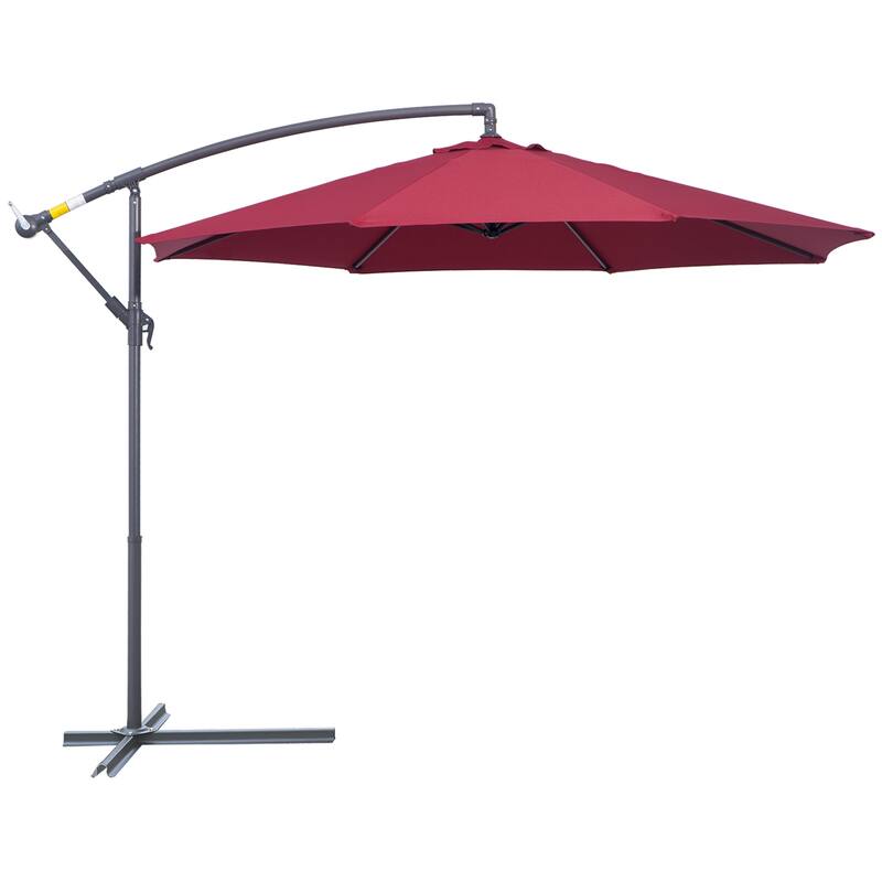 10ft Offset Cantilever Patio Umbrella with 360-Degree Adjustable Shade and UV-Resistant Canopy