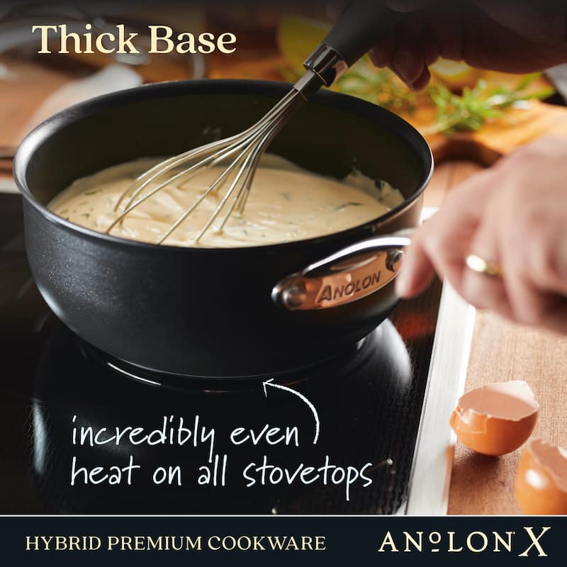 Anolon X Hybrid Nonstick Induction Saucier Pan With Lid, 2.5-Quart, Charcoal Gray
