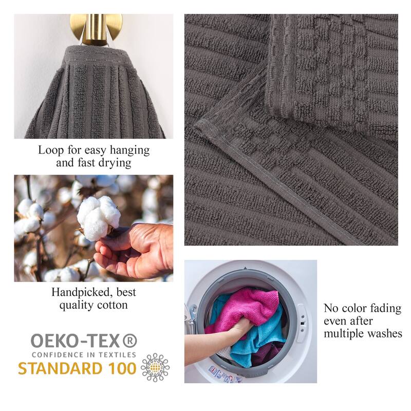 Superior Soho Ribbed Cotton Hand Towel Set of 4