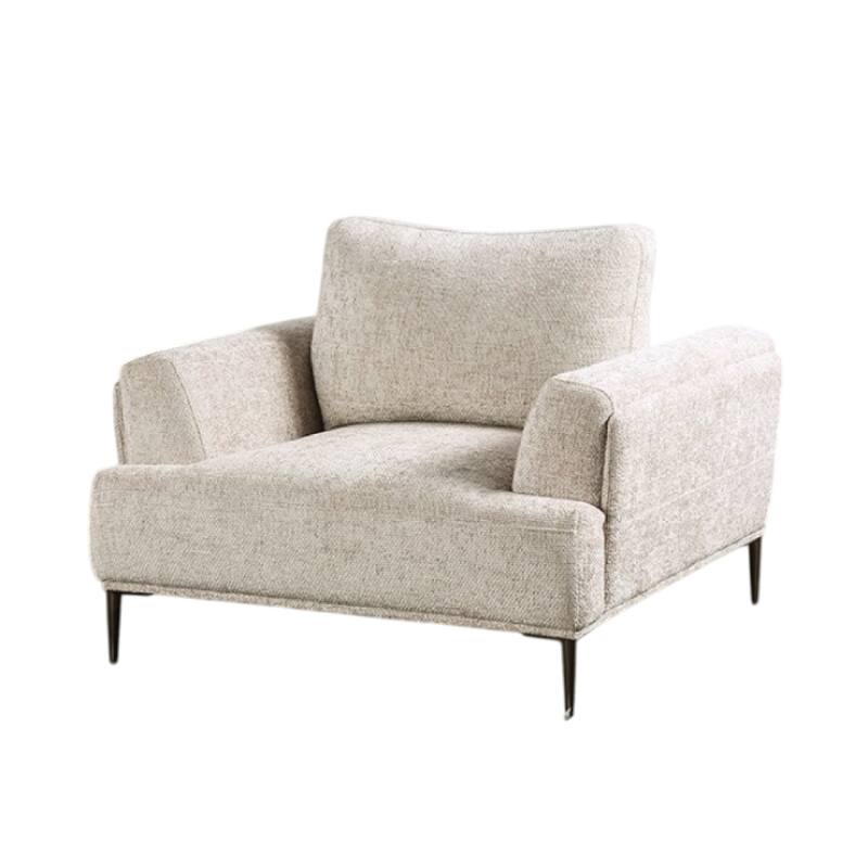 Batty Accent Chair, Light Brown Chenille, Attached Adjustable Back