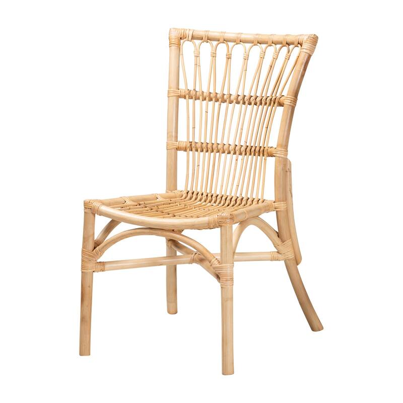 Ammi Modern Bohemian Natural Brown Rattan Dining Chair - Natural Brown