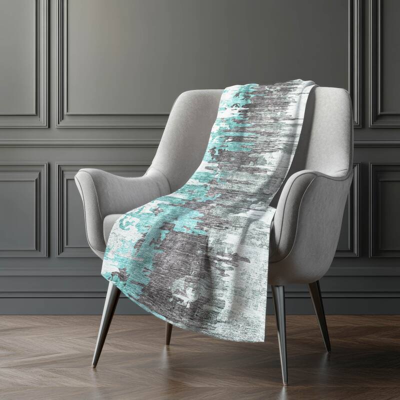 Premium Machine Washable Abstract Contemporary Sherpa Throw Blanket