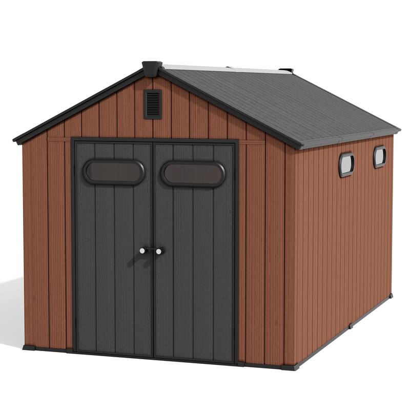 8' x 8' / 8' x 10'/ 8' x 12' Outdoor Storage Shed with Lockable Double Doors for Garden, Backyard, Patio